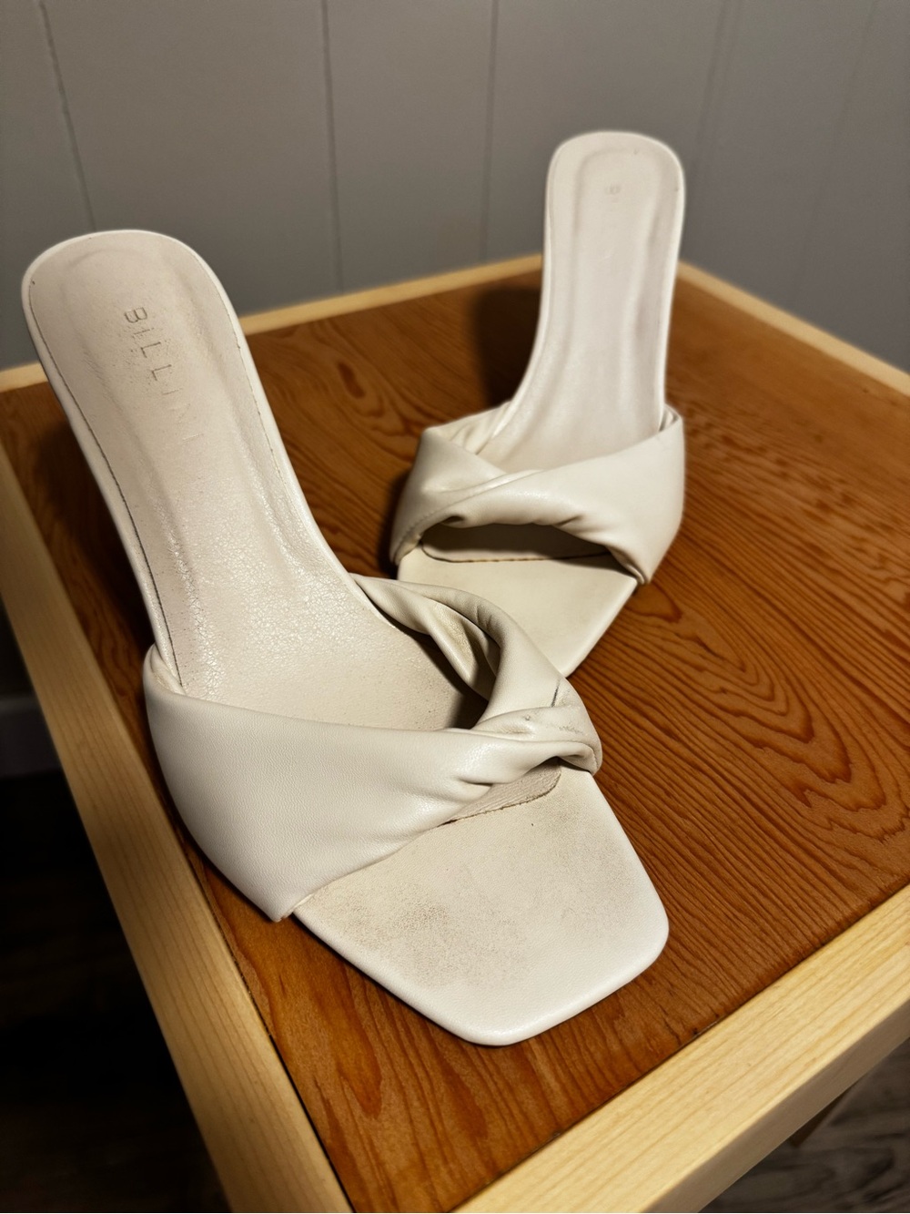 Billini Cream Knotted Square-Toe Slide Heels